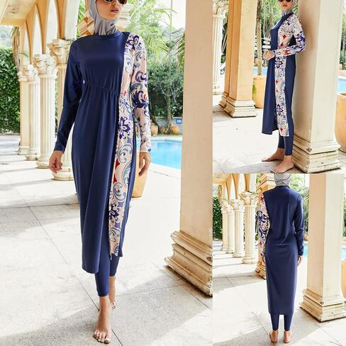 OBEEII Burkini Swimsuits for Women Full Coverage Long Sleeve Muslim Islamic Swimwear Burkini Bathing Suit with Hijab in Saudi Arabia