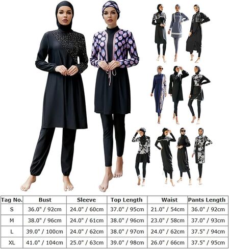 OBEEII Burkini Swimsuits for Women Full Coverage Long Sleeve Muslim Islamic Swimwear Burkini Bathing Suit with Hijab in Saudi Arabia