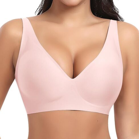 Deep V Wireless Bras for Women Seamless No Underwire Bra Comfortable Everyday Wirefree Bras in Saudi Arabia