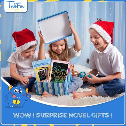 هدايا ألعاب الأطفال الصغار من TEKFUN - تابلت كتابة LCD مقاس 8.5 بوصة للأطفال مع ملصقات لوح رسم ملون، هدايا عيد ميلاد للأطفال ألعاب تعليمية لعمر 2 3 4 5 6 سنوات (وردي) in Kuwait