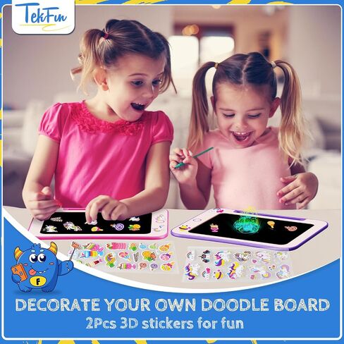 هدايا ألعاب الأطفال الصغار من TEKFUN - تابلت كتابة LCD مقاس 8.5 بوصة للأطفال مع ملصقات لوح رسم ملون، هدايا عيد ميلاد للأطفال ألعاب تعليمية لعمر 2 3 4 5 6 سنوات (وردي) in Kuwait