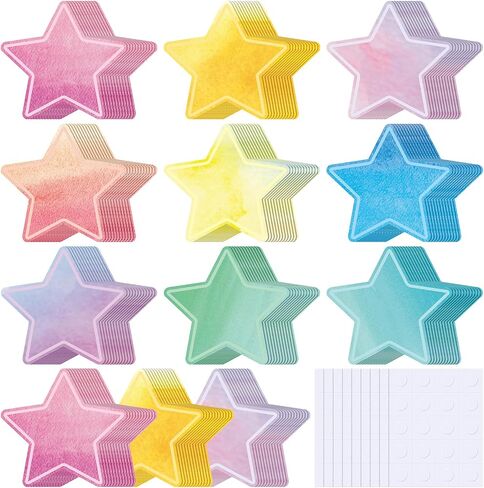 Geyee 108 Pcs Star Cutouts Watercolor Paper Star Cut Outs Assorted Color Star Die Cuts with Glue Points for Kids Teacher Student DIY Craft Projects Back to School Bulletin Board Decorations in Saudi Arabia
