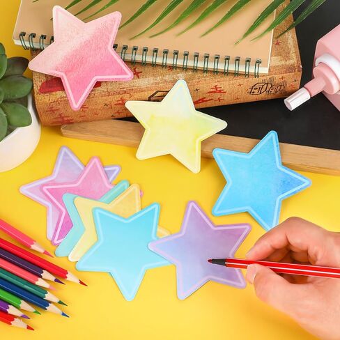 Geyee 108 Pcs Star Cutouts Watercolor Paper Star Cut Outs Assorted Color Star Die Cuts with Glue Points for Kids Teacher Student DIY Craft Projects Back to School Bulletin Board Decorations in Saudi Arabia