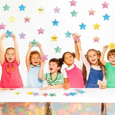 Geyee 108 Pcs Star Cutouts Watercolor Paper Star Cut Outs Assorted Color Star Die Cuts with Glue Points for Kids Teacher Student DIY Craft Projects Back to School Bulletin Board Decorations in Saudi Arabia