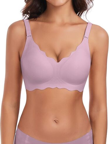 WOWENY Scalloped Wireless Bras for Women No Underwire Push Up Bra Soft Comfort Seamless Full Coverage Bralettes Everyday Bra in Saudi Arabia