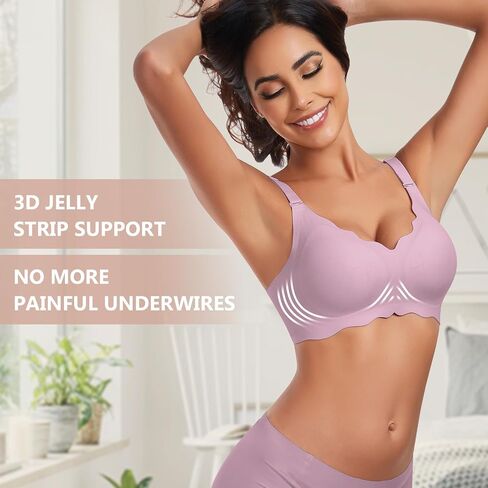 WOWENY Scalloped Wireless Bras for Women No Underwire Push Up Bra Soft Comfort Seamless Full Coverage Bralettes Everyday Bra in Saudi Arabia