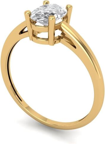 Clara Pucci 1.0 ct Oval Cut White Sapphire 14k Yellow Gold Solitaire Wedding Engagement Bridal Promise Ring in Saudi Arabia