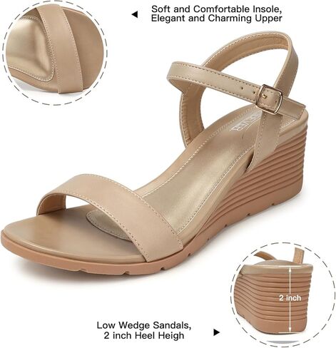 صنادل نسائية من SHIBEVER بكعب عريض مريح: صندل بحزام للكاحل بإبزيم - صنادل عارية للنساء - مقاس صيفي أنيق 10 in Kuwait