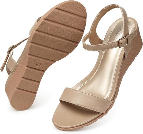 صنادل نسائية من SHIBEVER بكعب عريض مريح: صندل بحزام للكاحل بإبزيم - صنادل عارية للنساء - مقاس صيفي أنيق 10 in Kuwait