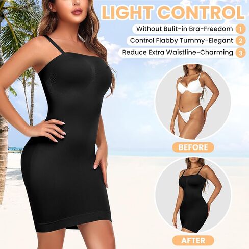 Strapless Shapewear Slips for Under Dresses Strapless Full Body Shaper Tummy Control Dress Slip Seamless in Saudi Arabia