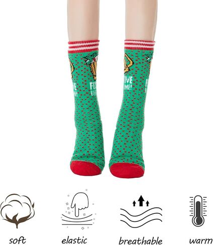 جوارب نسائية من TSANGWAI، جوارب غير قابلة للانزلاق للنساء، شتوية دافئة وناعمة ومريحة وبطانة من الصوف، جوارب منزلية، بني in Kuwait