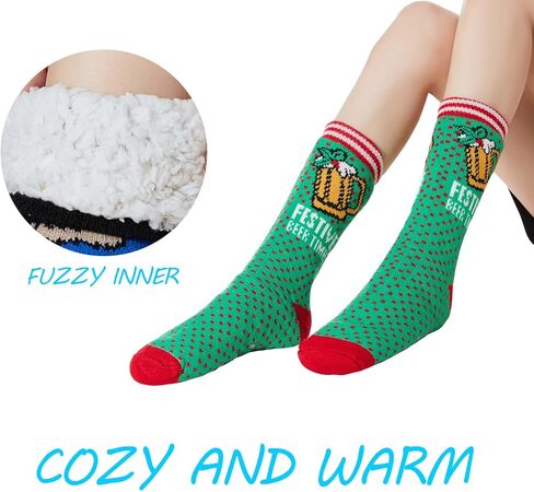 جوارب نسائية من TSANGWAI، جوارب غير قابلة للانزلاق للنساء، شتوية دافئة وناعمة ومريحة وبطانة من الصوف، جوارب منزلية، بني in Kuwait