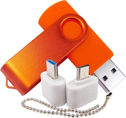محركات أقراص فلاش USB ذات سعة صغيرة، محركات أقراص إبهامية مع 1 OTG (Micro USB) ومحول واحد من النوع C (USB-C) للهاتف المحمول (وردي 2 جيجابايت) in Kuwait