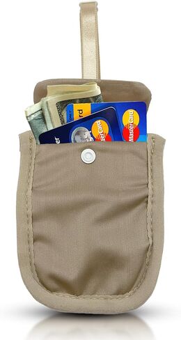 RFID Undercover Bra Wallet - Hidden Travel Pouch with Adjustable Elastic Strap for Credit Cards, Money, and Valuables - Secret Stash Pocket for All Bra Sizes (Beige) in Saudi Arabia