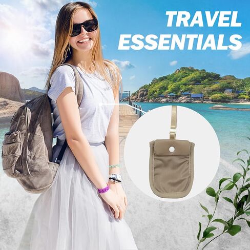RFID Undercover Bra Wallet - Hidden Travel Pouch with Adjustable Elastic Strap for Credit Cards, Money, and Valuables - Secret Stash Pocket for All Bra Sizes (Beige) in Saudi Arabia