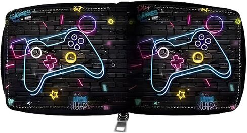Boys Wallet Zipper Gaming Card Holders Zip Coin Pocket Bifold wallets for Gamer Kids Boy Teens with Gamepad Prints (Green Gamepad) in Saudi Arabia