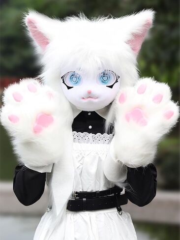 SMILETERNIT الحيوان رئيس القط Fursuit قطع قناع هالوين حفلة تنكرية تأثيري حلي الدعائم in Kuwait