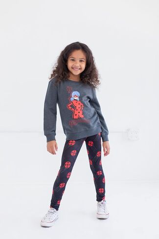Miraculous Cat Noir Ladybug Girls French Terry Sweatshirt and Leggings Outfit Set Little Kid to Big Kid in Saudi Arabia