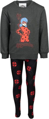 Miraculous Cat Noir Ladybug Girls French Terry Sweatshirt and Leggings Outfit Set Little Kid to Big Kid in Saudi Arabia