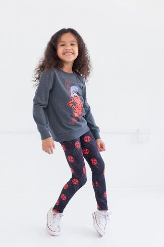 Miraculous Cat Noir Ladybug Girls French Terry Sweatshirt and Leggings Outfit Set Little Kid to Big Kid in Saudi Arabia