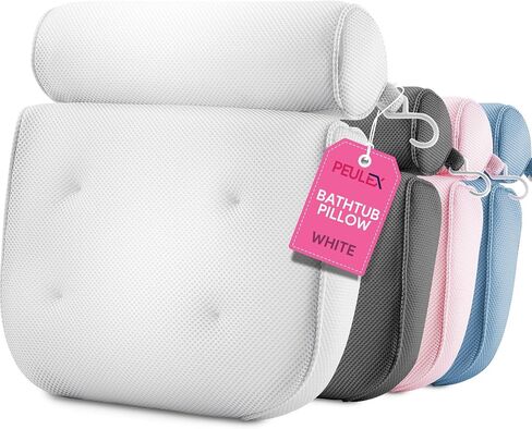 Comfort Bath Pillow for Tub, Bath Pillow for Neck Back Support with Strong Suction Cups & Hook, Soft Bath Pillow for Luxury Bath, Hot Tub Bathtub Pillow Made with Soft Mesh, Great Gift for Wife in Saudi Arabia