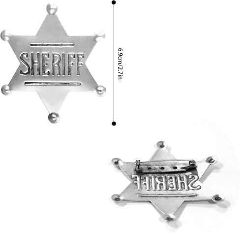 Sheriff Badges Deputy Children's Sheriff Badge Brooch Western Toy Sheriff Badge Brooch for Adults Boys Girls Party Costume Play Props D1-LJXHZ in Saudi Arabia