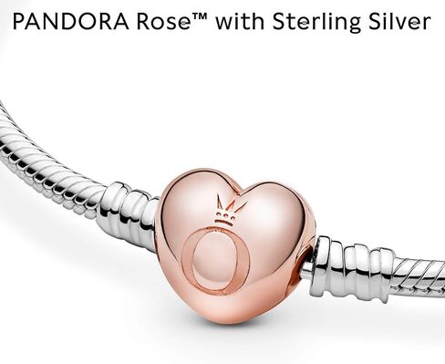 سوار سلسلة ثعبان بمشبك على شكل قلب من PANDORA Moments - سوار ساحر بلونين - متوافق مع PANDORA Moments Charms - الفضة الاسترليني والذهب الوردي PANDORA - يأتي مع صندوق هدايا - 6.3 بوصة in Saudi Arabia