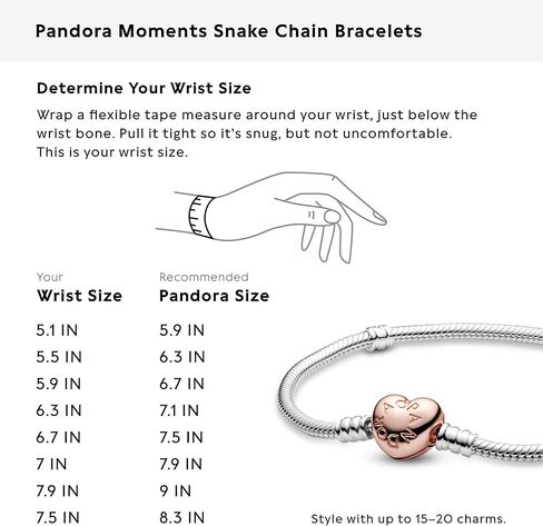 سوار سلسلة ثعبان بمشبك على شكل قلب من PANDORA Moments - سوار ساحر بلونين - متوافق مع PANDORA Moments Charms - الفضة الاسترليني والذهب الوردي PANDORA - يأتي مع صندوق هدايا - 6.3 بوصة in Saudi Arabia