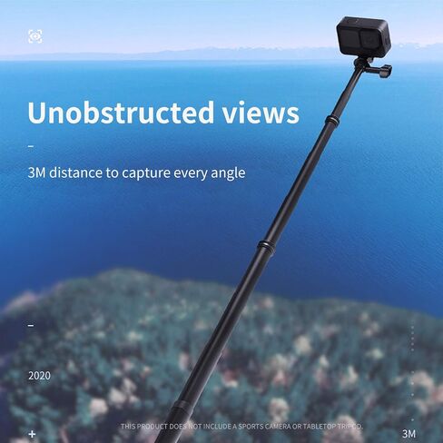 Long Selfie Stick Pole (106"), TELESIN G2 Extension Carbon Fiber Waterproof Dive Monopod for GoPro Max Go Pro Hero 12 11 10 9 8 7, Insta360 X2 X3 GO 3, DJI Action 3 4 Bike Motorcycle Accessories in Kuwait