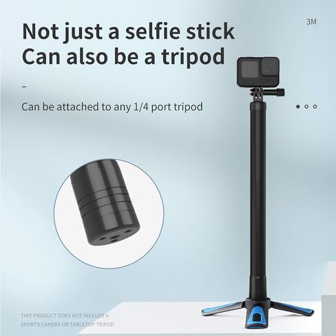 Long Selfie Stick Pole (106"), TELESIN G2 Extension Carbon Fiber Waterproof Dive Monopod for GoPro Max Go Pro Hero 12 11 10 9 8 7, Insta360 X2 X3 GO 3, DJI Action 3 4 Bike Motorcycle Accessories in Kuwait