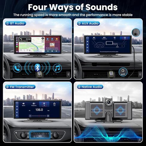 SANPTENT Portable Car Stereo Wireless Apple CarPlay & Android Auto, 7-Inch Full HD Touchscreen, Car Radio Audio Receiver Drive Screen, Drivemate, Rear Camera, Handsfree Voice Control, TF/USB/AUX Input in Kuwait