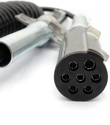 7 Way Plug ABS Coiled Cable Assembly for Power Brake Lights Black Jacket for Semi Truck Trailer Tractor in Saudi Arabia