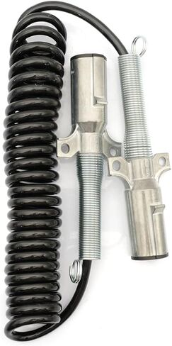 7 Way Plug ABS Coiled Cable Assembly for Power Brake Lights Black Jacket for Semi Truck Trailer Tractor in Saudi Arabia