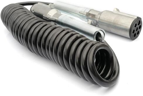 7 Way Plug ABS Coiled Cable Assembly for Power Brake Lights Black Jacket for Semi Truck Trailer Tractor in Saudi Arabia