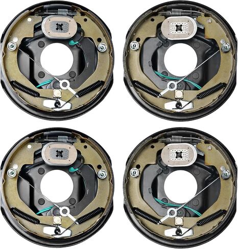 VEVOR Electric Trailer Brake Assembly, 10" x 2-1/4", 2 Pairs Self-Adjusting Electric Brakes Kit for 3500 lbs Axle, 4-Hole Mounting, Backing Plates for Brake System Part Replacement (2 Right + 2 Left) in Saudi Arabia