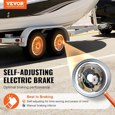 VEVOR Electric Trailer Brake Assembly, 10" x 2-1/4", 2 Pairs Self-Adjusting Electric Brakes Kit for 3500 lbs Axle, 4-Hole Mounting, Backing Plates for Brake System Part Replacement (2 Right + 2 Left) in Saudi Arabia