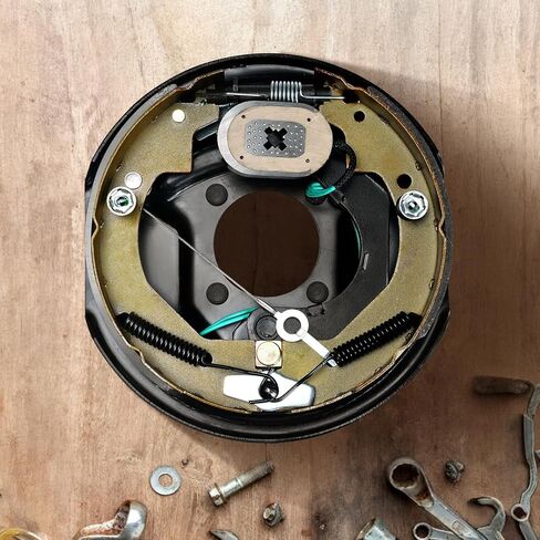 VEVOR Electric Trailer Brake Assembly, 10" x 2-1/4", 2 Pairs Self-Adjusting Electric Brakes Kit for 3500 lbs Axle, 4-Hole Mounting, Backing Plates for Brake System Part Replacement (2 Right + 2 Left) in Saudi Arabia