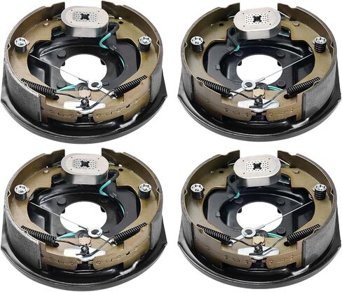 VEVOR Electric Trailer Brake Assembly, 10" x 2-1/4", 2 Pairs Self-Adjusting Electric Brakes Kit for 3500 lbs Axle, 4-Hole Mounting, Backing Plates for Brake System Part Replacement (2 Right + 2 Left) in Saudi Arabia