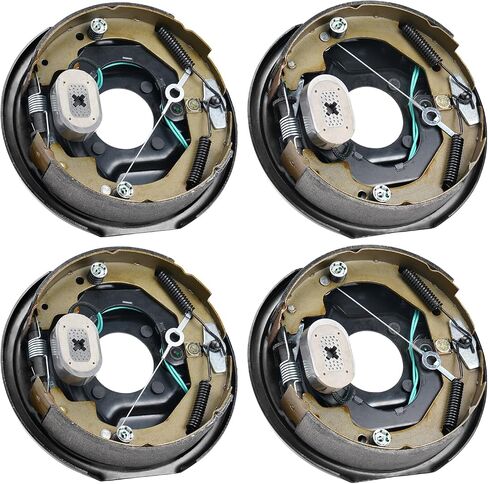 VEVOR Electric Trailer Brake Assembly, 10" x 2-1/4", 2 Pairs Self-Adjusting Electric Brakes Kit for 3500 lbs Axle, 4-Hole Mounting, Backing Plates for Brake System Part Replacement (2 Right + 2 Left) in Saudi Arabia