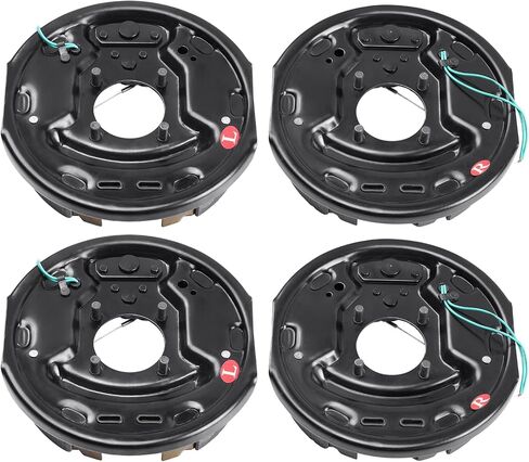 VEVOR Electric Trailer Brake Assembly, 10" x 2-1/4", 2 Pairs Self-Adjusting Electric Brakes Kit for 3500 lbs Axle, 4-Hole Mounting, Backing Plates for Brake System Part Replacement (2 Right + 2 Left) in Saudi Arabia