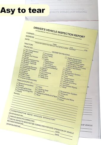 6 Pack Detailed Driver's Vehicle Inspection Report Book/Forms - 2 Part Carbonless 5.5" x 8.5" -Daily Pre Trip Inspection Reports - 50 Sets of Forms Per DVIR Book - Suitable for Drivers and Truckers in Saudi Arabia