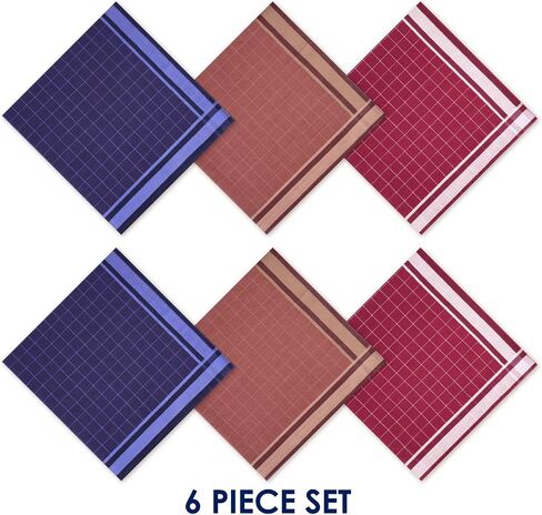 Zenssia Pure Cotton Men's Soft Handkerchiefs Assorted Color Pack of 6 Gift Set in Kuwait