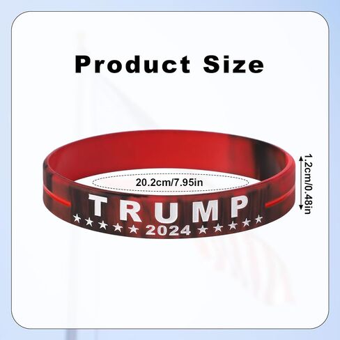 16pcs 2024 Trump Bracelet, Donald Trump Rubber Bracelets Take America Back Motivational Inspirational Wristbands Trump 2024 Silicone Bracelets for Teens Men Women(Black Red Blue, Black Red) in Saudi Arabia