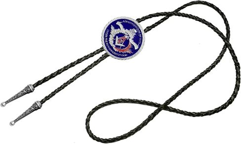 Moranse Bolo Tie with Masonic Monogram Symbol Design Style Western Cowboy Genuine and Cowhide Rope in Saudi Arabia