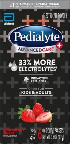 Pedialyte AdvancedCare Plus مسحوق الإلكتروليت، مع 33% المزيد من الإلكتروليتات والبريبايوتكس PreActiv، نسيم البرتقال، عبوات مسحوق مشروب الإلكتروليت، 0.6 أونصة، 6 قطع in Saudi Arabia