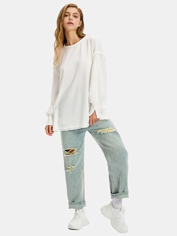 EXLURA Womens Fall Long Sleeve Shirts Casual Loose Crewneck Maternity Tops Fashion Trendy Outfits 2024 Workout Tunic Blouses in Saudi Arabia