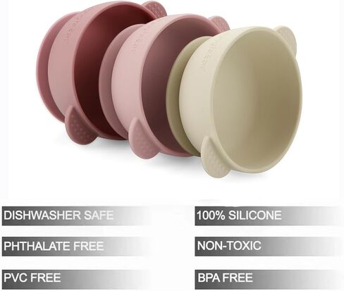 PandaEar 3 Pack Baby Bowls with Suction| Stay Put Silicone Food Bowl for Babies Kids Toddlers Infants| Food Grade Soft Safe BPA-Free Silicone (Multi-Color) in Saudi Arabia