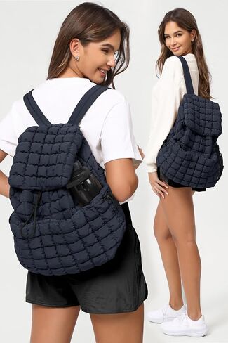 ODODOS Quilted Backpack for Women Lightweight Puffer Hiker Pack Drawstring Padding Travel Gym Bag, Avocado in Saudi Arabia