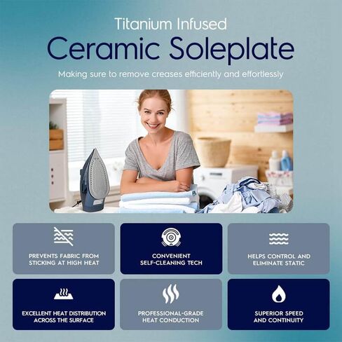 مكواة بخار الكترولوكس الاحترافية للملابس، مكواة ملابس بقوة 1700 واط مع حرارة سريعة، مكواة بخار قابلة للتعديل وقاعدة سيراميك ذاتية التنظيف - أزرق، LX1700 in Kuwait