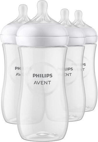 Philips Avent Natural Baby Bottles with Natural Response Nipples (Slow Flow, Flow 2), 4oz, 4-Pack, SCY900/04 in Saudi Arabia